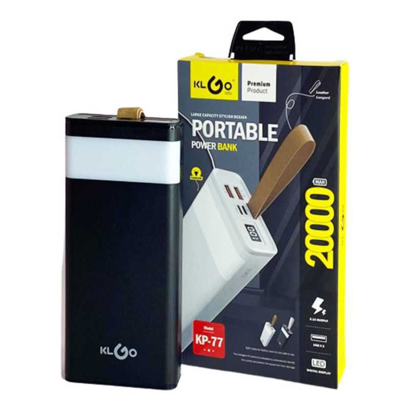 Powerbank 20000 mAh με 2 Θύρες USB-A KLGO KP-77 Μαύρο