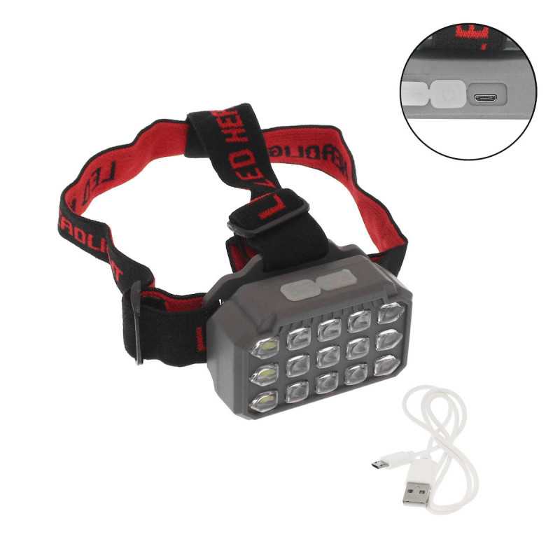 LED Επαναφορτιζόμενος Φακός Κεφαλής 300LM 15 SMD Ψυχρό Λευκό SQ-818