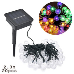 Αδιάβροχη Ηλιακή Γιρλάντα Φωτισμού 2.3m με Διάφανες Κρεμαστές Μπάλες 20τμχ και 8 Διαφορετικές Λειτουργίες σε RGB Φωτισμό BX-001