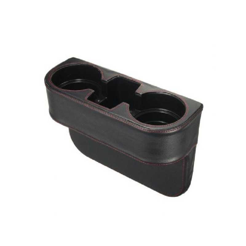 Ποτηροθήκη αυτοκινήτου – για 2 ποτήρια ανάμεσα στα καθίσματα HW-0182 μαύρη δερμάτινη
