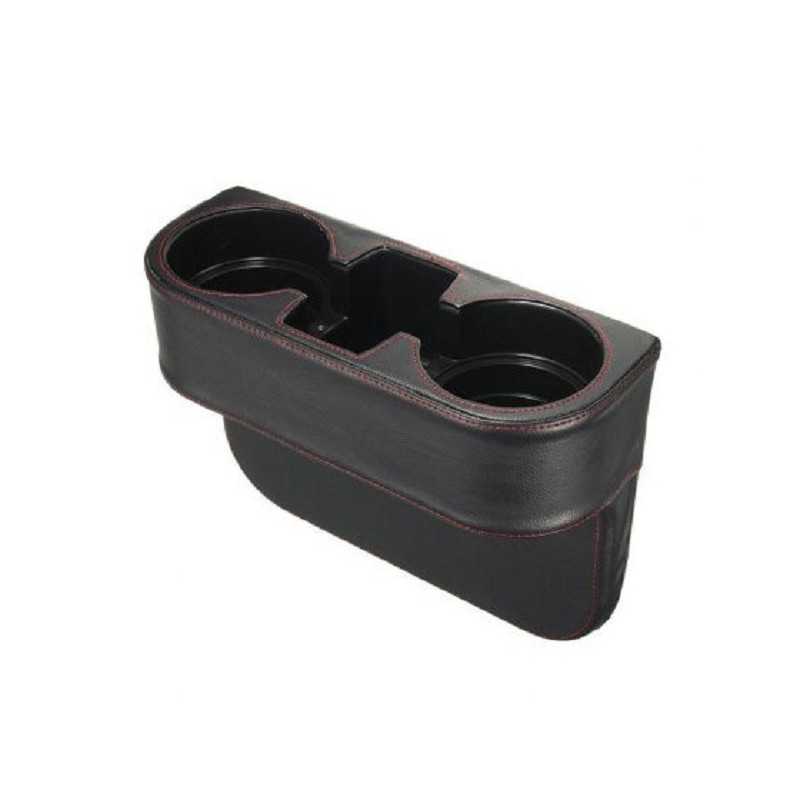 Ποτηροθήκη αυτοκινήτου – για 2 ποτήρια ανάμεσα στα καθίσματα HW-0182 μαύρη δερμάτινη