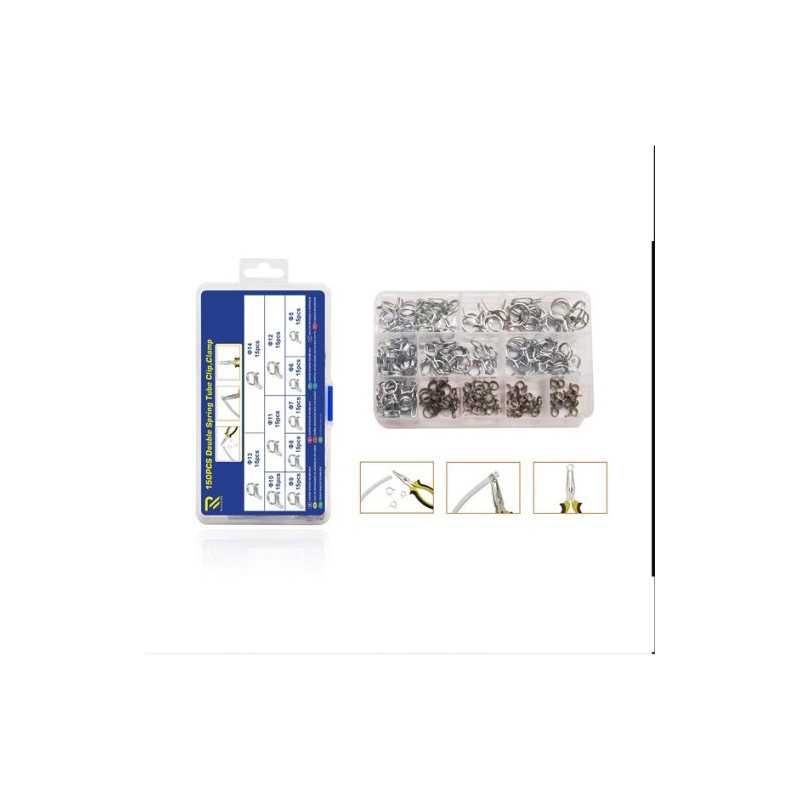 Σετ Σφιγκτήρων σωλήνα διπλού ελατηρίου 10 μεγέθη 150τεμ. σε κασετίνα W15314-2
