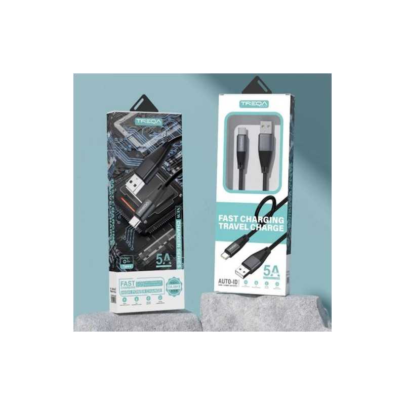 Καλώδιο γρήγορης φόρτισης 5A με ακροδέκτη Type-C 1m CA8843 Μαύρο