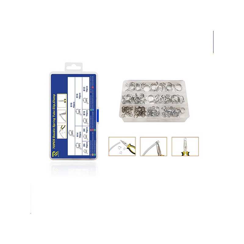 Σετ Σφιγκτήρων σωλήνα διπλού ελατηρίου 7 μεγέθη 75τεμ. σε κασετίνα W15314-1