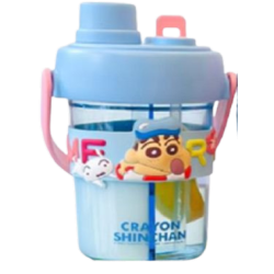 Παιδικό Διπλό Παγουράκι Νερού με καλαμάκι 850ml BH1010-11 Μπλε/Ροζ