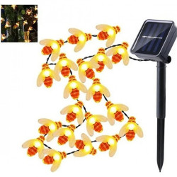 Ηλιακή Αδιάβροχη Γιρλάντα 6.5m με Μέλισσες 30τμχ - Πράσινο Καλώδιο και 8 Διαφορετικές Λειτουργίες σε Θερμό Λευκό Φωτισμό BX-004