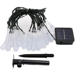 Αδιάβροχη Ηλιακή Γιρλάντα Φωτισμού 6.5m με 30 Κρεμαστές Σταγόνες σε RGB Φωτισμό και 8 Διαφορετικές Λειτουργίες BX-006