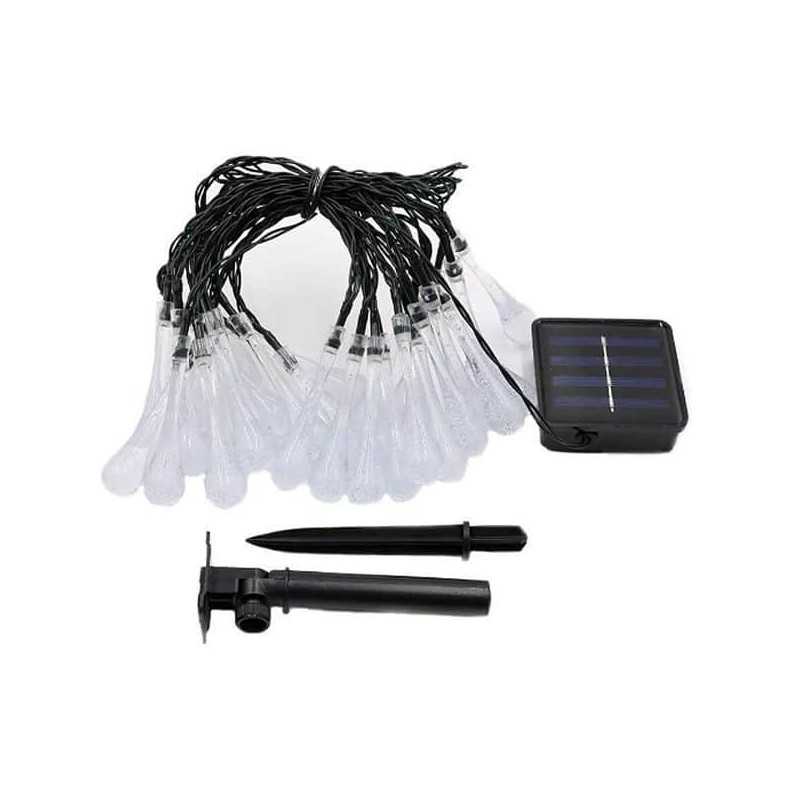 Αδιάβροχη Ηλιακή Γιρλάντα Φωτισμού 6.5m με 30 Κρεμαστές Σταγόνες σε RGB Φωτισμό και 8 Διαφορετικές Λειτουργίες BX-006