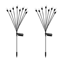 Σετ Αδιάβροχα Ηλιακά Καρφωτά - Χωνευτά Φωτάκια Κήπου 2τμχ με 8 LED σε Θερμό Λευκό Φωτισμό DY-2