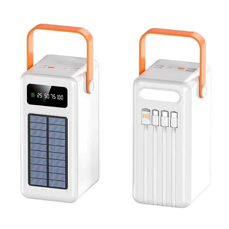 Ηλιακό Powerbank 4 εξόδων 40000 mAh με καλώδια εξόδου και ενσωματωμένο φακό TR-957-4W Λευκό