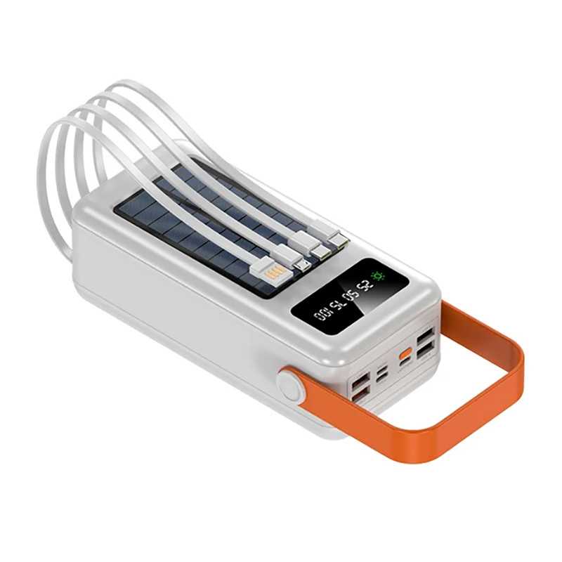 Ηλιακό Powerbank 4 εξόδων 40000 mAh με καλώδια εξόδου και ενσωματωμένο φακό TR-957-4W Λευκό