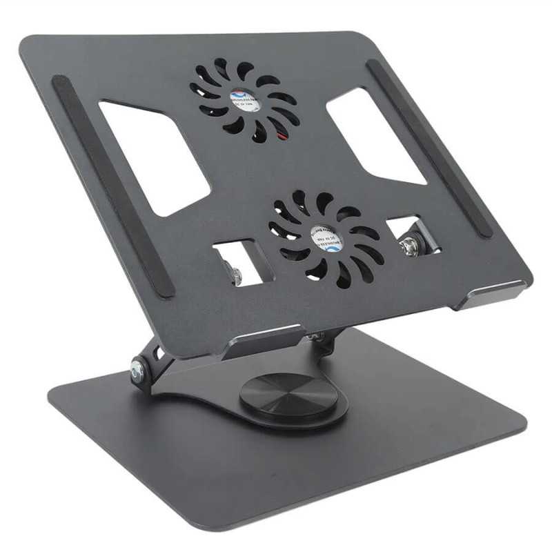 Cooling Pad για Laptop εως 17.3″ Περιστροφής 360 Μοιρών με 2 υποδοχές για ανεμιστηράκια YL-906 Μαύρη