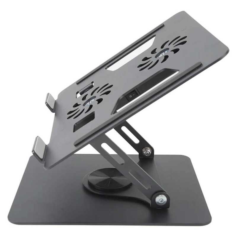 Cooling Pad για Laptop εως 17.3″ Περιστροφής 360 Μοιρών με 2 υποδοχές για ανεμιστηράκια YL-906 Μαύρη