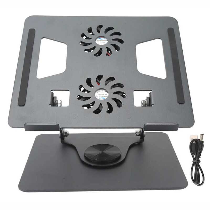 Cooling Pad για Laptop εως 17.3″ Περιστροφής 360 Μοιρών με 2 υποδοχές για ανεμιστηράκια YL-906 Μαύρη