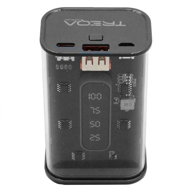 Powerbank 10000 mAh με Θύρα USB και Θύρα USB-C TR-2000 Μαύρο