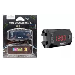 Ψηφιακός μετρητής βολτόμετρο, ρολόι και θερμοκρασίας με κόκκινη γραμματοσειρά HW-0339 Μαύρο