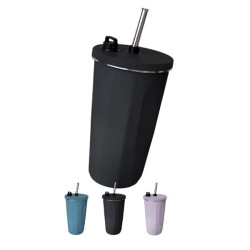 Θερμός – ποτήρι με μεταλλικό καλαμάκι 600ml JB-293 Μαύρο