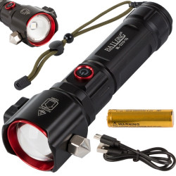 Στρατιωτικός φακός πολλαπλών λειτουργιών Αναπαραγωγή ήχου και Σφυρί για θραύση γυαλιού BL-2210-TG Μαύρος