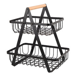Πτυσσόμενη μεταλλική διόροφη φρουτιέρα 27x17x29cm BZYC-02 Μαύρη