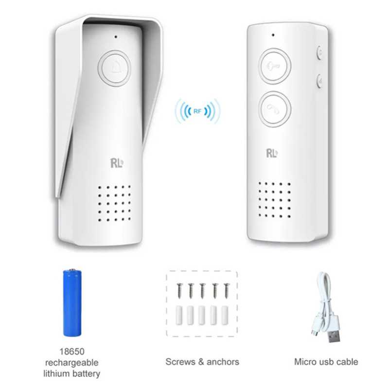 Ασύρματο κουδούνι πόρτας με σύστημα ενδοεπικοινωνίας και άνοιγμα κλειδαριάς RL-0518 Λευκό