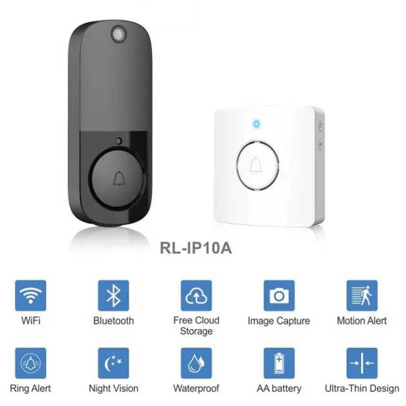 Ασύρματο κουδούνι πόρτας με κάμερα και Wi Fi Tuya RL-IP10A Μαύρο