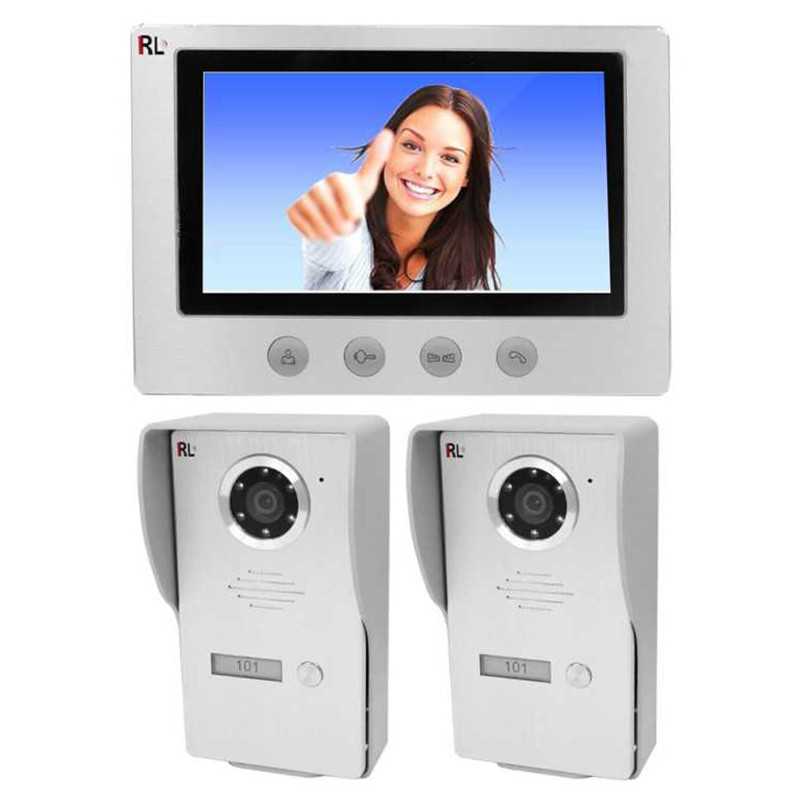 Σετ θυροτηλεόρασης με οθόνη 7" και 1 κουδούνι - κάμερες με αμφίδρομη επικοινωνία RL-17W Ασημί