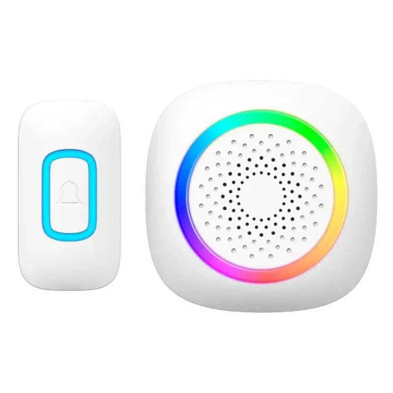 Ασύρματο κουδούνι πόρτας με 1 μπουτόν και 1 δέκτη με RGB φωτισμό RL-3995 Λευκό