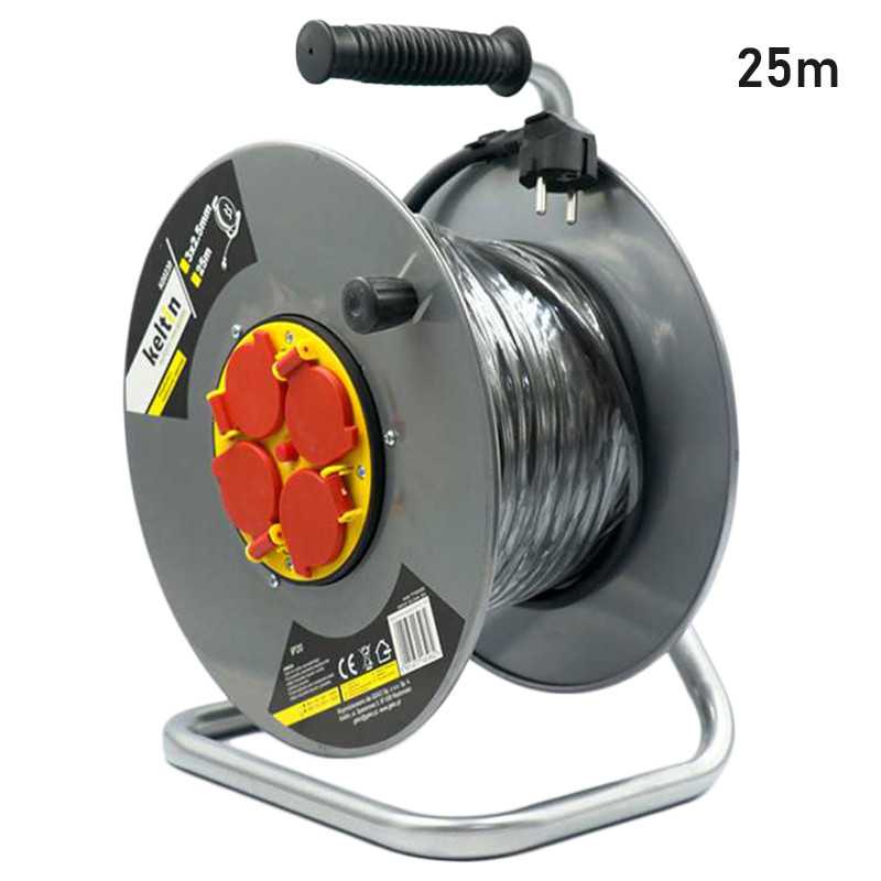 Μπαλαντέζα καρούλι 4 Θέσεων με καλώδιο 25m διατομής 3x1.5mm Μαύρο