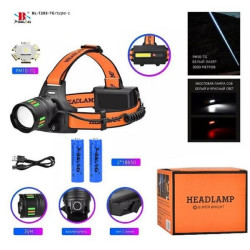 Επαναφορτιζόμενος Φακός Κεφαλής LED Zoom με 2 μπαταρίες 18650mAH BL-T203-TG