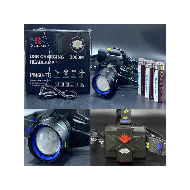 LED φακός κεφαλής BL-8118-3-2 με 3 μπαταρίες 18650 8800mAh