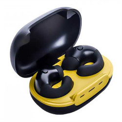 In-ear Bluetooth 5.3 Handsfree Ακουστικά με Αντοχή στον Ιδρώτα και Θήκη Φόρτισης με οθόνη LED BT-37 Κίτρινα