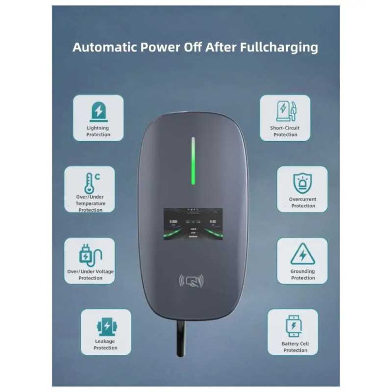 Επιτοίχιος φορτιστής EV-GK03 με καλώδιο 5μ και ισχύ 7KW