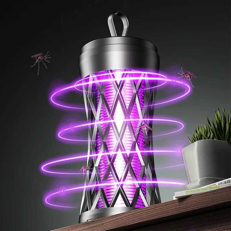 Φορητή ασύρματη κρεμαστή λάμπα με υπεριώδες φως Εξωτερικού χώρου παγίδευσης εντόμων 5W ZH-53363 Μαύρο/Γκρι