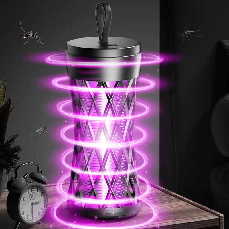 Φορητή ασύρματη κρεμαστή λάμπα με υπεριώδες φως Εξωτερικού χώρου παγίδευσης εντόμων 5W ZH-53363 Μαύρο/Γκρι