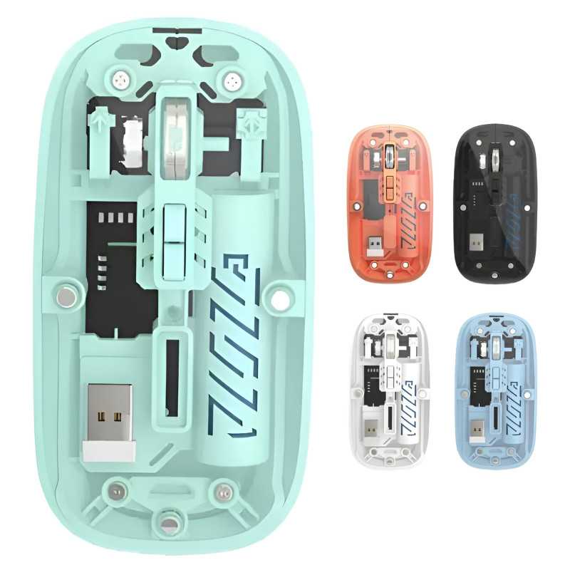 Ασύρματο επαναφορτιζόμενο ποντίκι H/Y W008 Μαύρο, γκρι, λευκό, μπλε