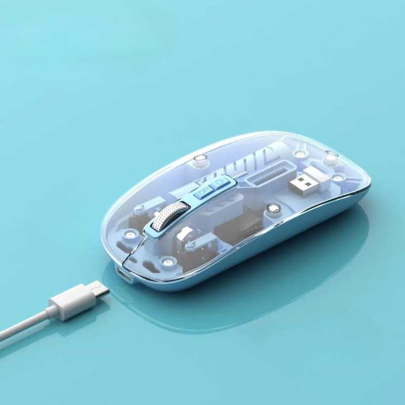 Ασύρματο επαναφορτιζόμενο ποντίκι H/Y W008 Μαύρο, γκρι, λευκό, μπλε