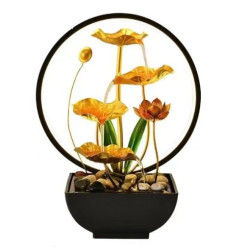 Διακοσμητικό συντριβάνι Feng Shui με φωτισμό LED και λουλούδια λωτού