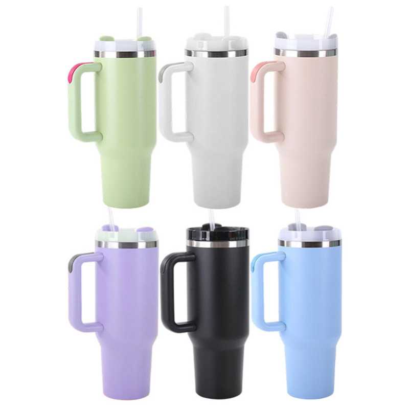 Θερμός ποτήρι με καλαμάκι και ανοξείδωτο ατσάλι με χερούλι 1200ml JB-395 Πράσινο