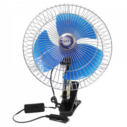 Ανεμιστήρας αυτοκινήτου 12V με μανταλάκι 15cm Μπλε