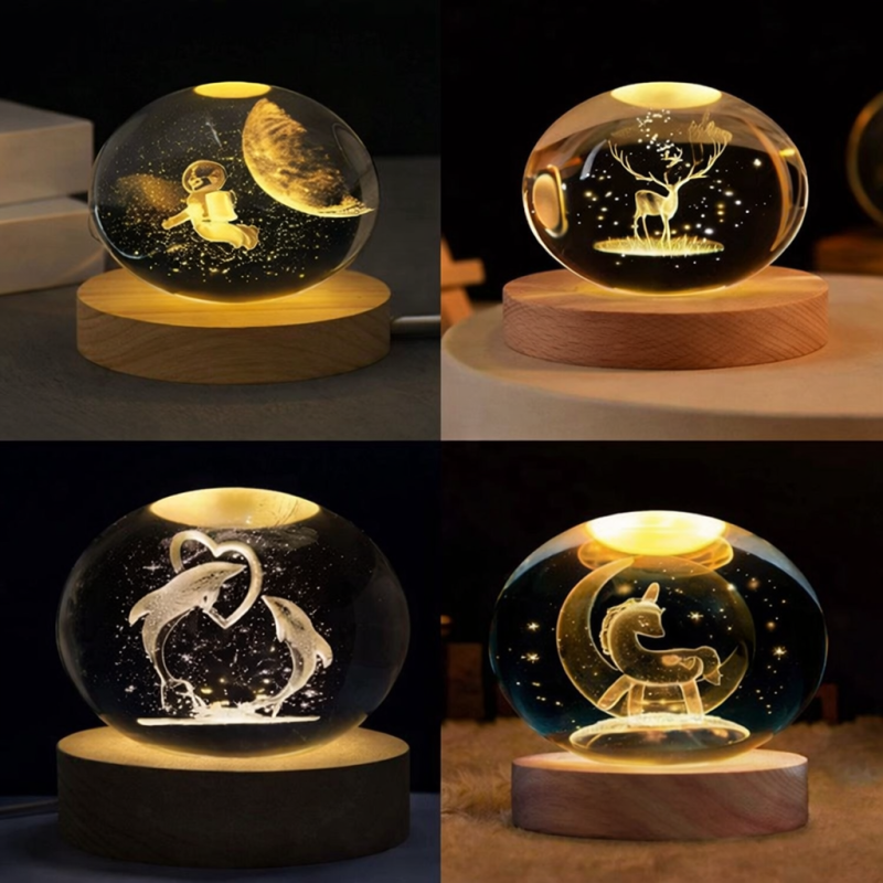 Κρυστάλλινη μπάλα LED 3D με βάση