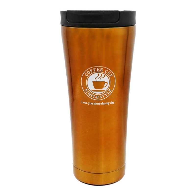 Ποτήρι Θερμός με Καπάκι Ασφαλείας 500ml JB-1713 Χρυσό