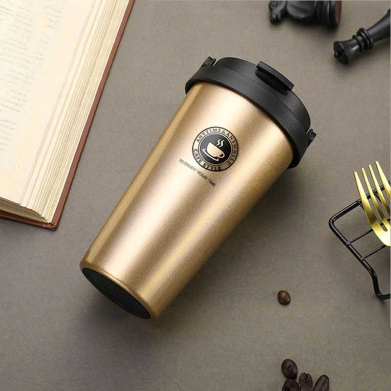 Ποτήρι Θερμός με Καπάκι Ασφαλείας και Χερούλι 500ml JB-1703 Χρυσό