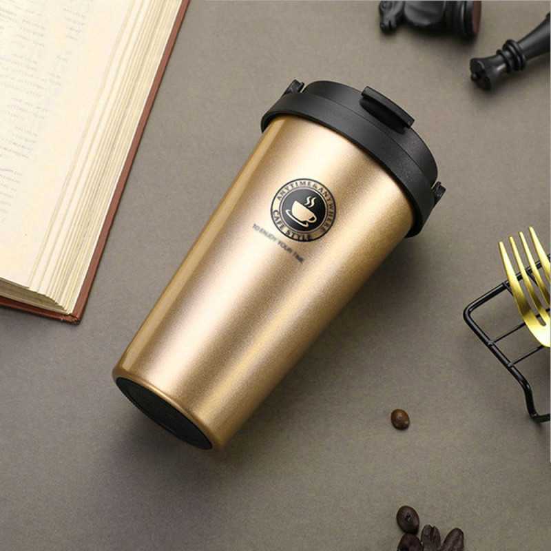 Ποτήρι Θερμός με Καπάκι Ασφαλείας και Χερούλι 500ml JB-1703 Χρυσό