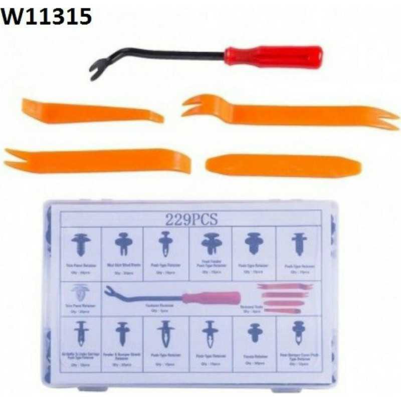 Σετ Πλαστικά Κουμπώματα - Κλιπ Αυτοκινήτου με Εργαλεία Αφαίρεσης 229τμχ