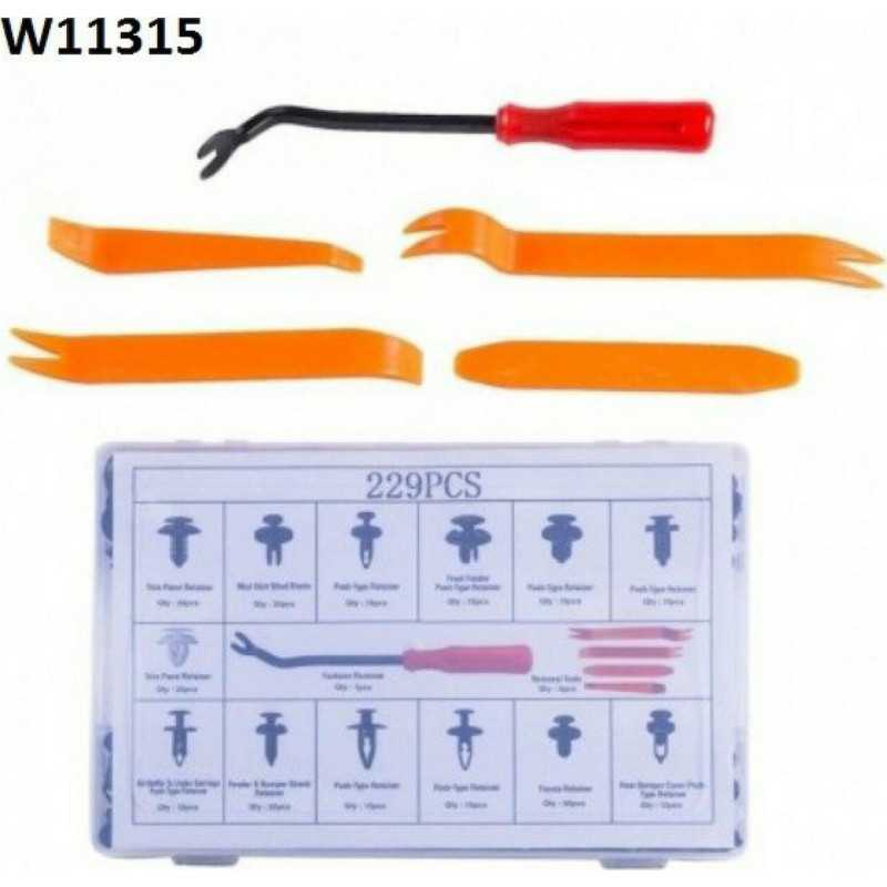 Σετ Πλαστικά Κουμπώματα - Κλιπ Αυτοκινήτου με Εργαλεία Αφαίρεσης 229τμχ