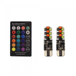 LED T10 Λάμπες Αυτοκινήτου 12V RGB με Χειριστήριο Σετ 2τμχ XM-17