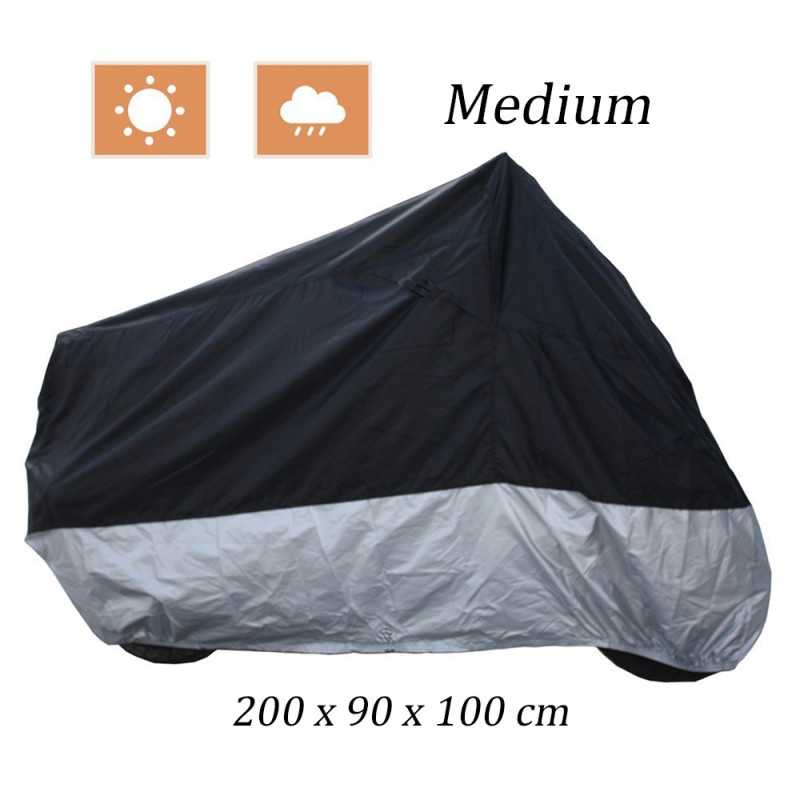 Κουκούλα Μηχανής Αδιάβροχη με Λάστιχο και Ιμάντα Medium Μ200xΠ90xΥ100εκ. CD-067 Μαύρη - Ασημί