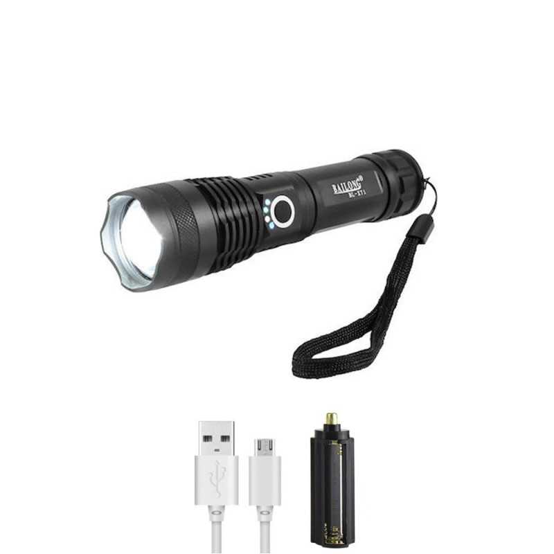 LED Επαναφορτιζόμενος Φακός USB 5V Ψυχρό Λευκό 6000K με 5 Λειτουργίες Φωτισμού P50 BL-X71-P50