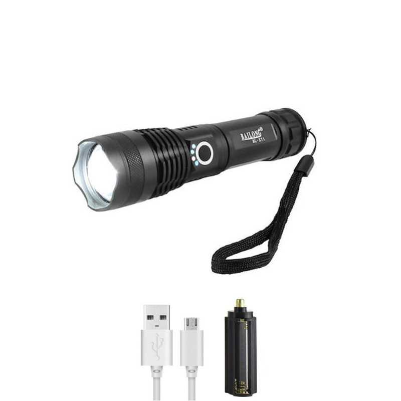 LED Επαναφορτιζόμενος Φακός USB 5V Ψυχρό Λευκό 6000K με 5 Λειτουργίες Φωτισμού P50 BL-X71-P50