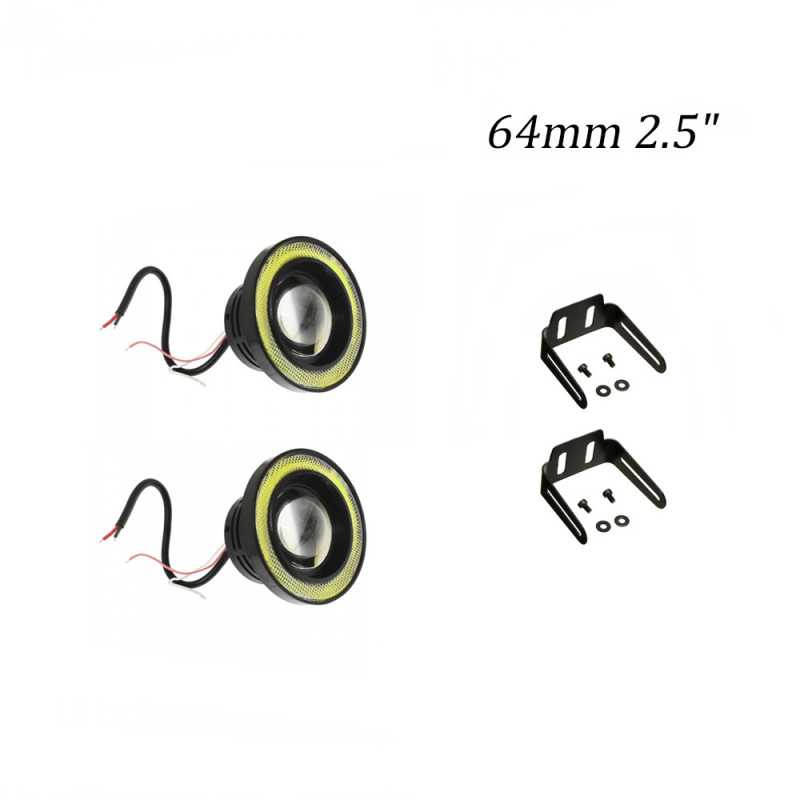 Σετ Φώτα - Προβολείς Ομίχλης Αυτοκινήτου 40W IP65 με Στεφάνι COB Angel Eye Ψυχρό Λευκό 64mm 2.5" 2 τμχ WD-0154